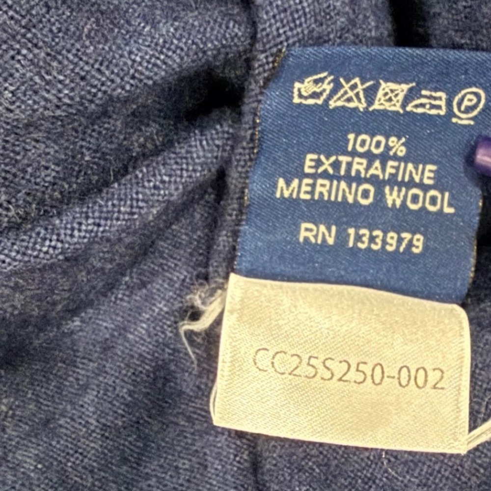Clubhouse Collection Masters Marino Wool Navy Sweater Mens Made in Italy S/M - Picture 9 of 10